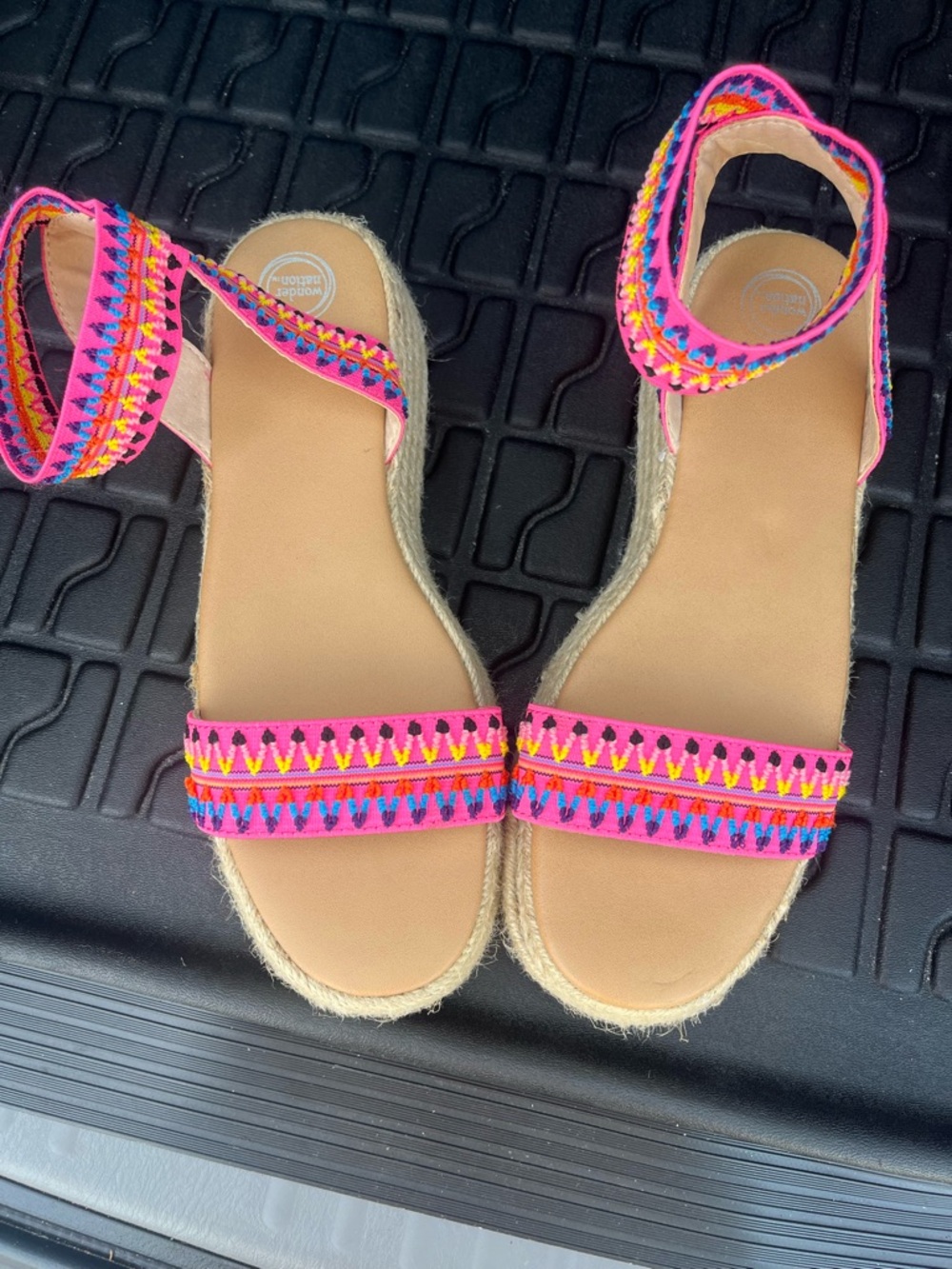 Wonder Nation Ankle-Strap Espadrille Sandals - Pink Multi Size 5